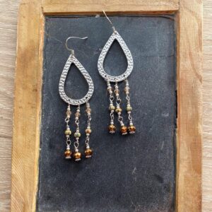 MountainBelleDesigns Brown and Silver Chandelier Earrings Montana Made