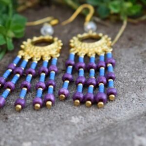 MountainBelleDesigns Gold and Purple Chandelier Earrings Handmade by Me in Montana