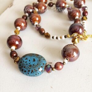 MountainBelleDesigns Ceramic Bead Earthy Necklace Handmade by Me in Montana