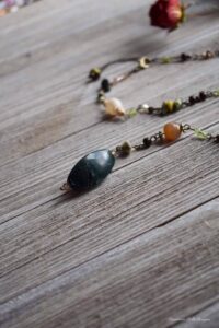MountainBelleDesigns Long Green Stone Lariat Necklace Handmade by Me in Montana